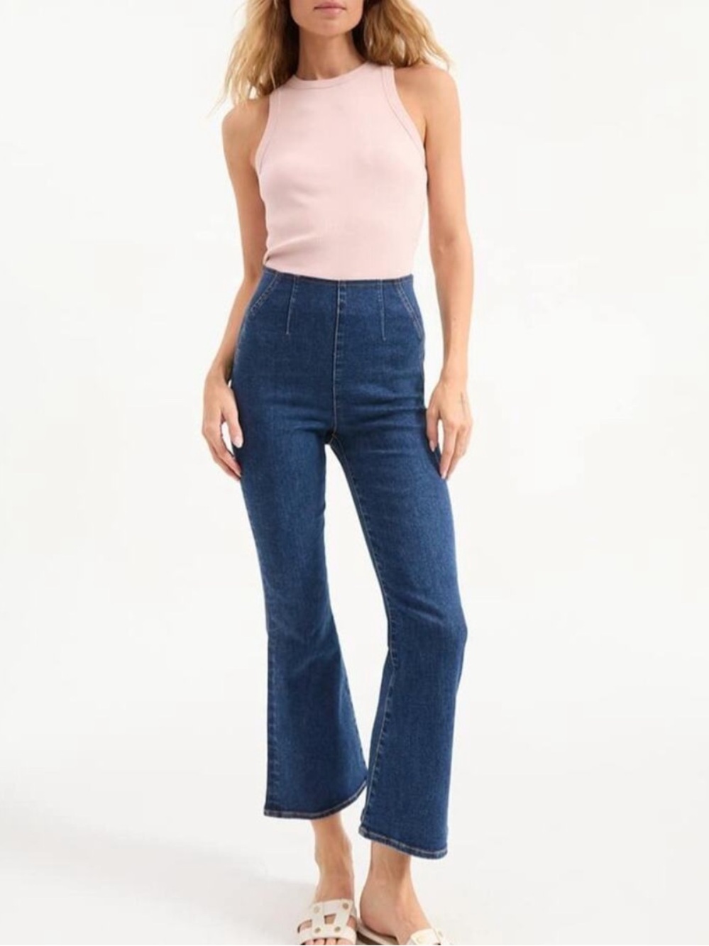 Veronica Beard Jeans Womens Large Carson Off Duty Ankle Flare High Rise Pull On